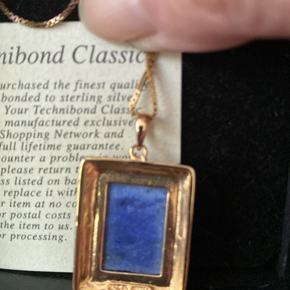 Lapis pendant w/chain by Technibond 18Kt gold bonded to Sterling Silver New - Picture 6 of 8